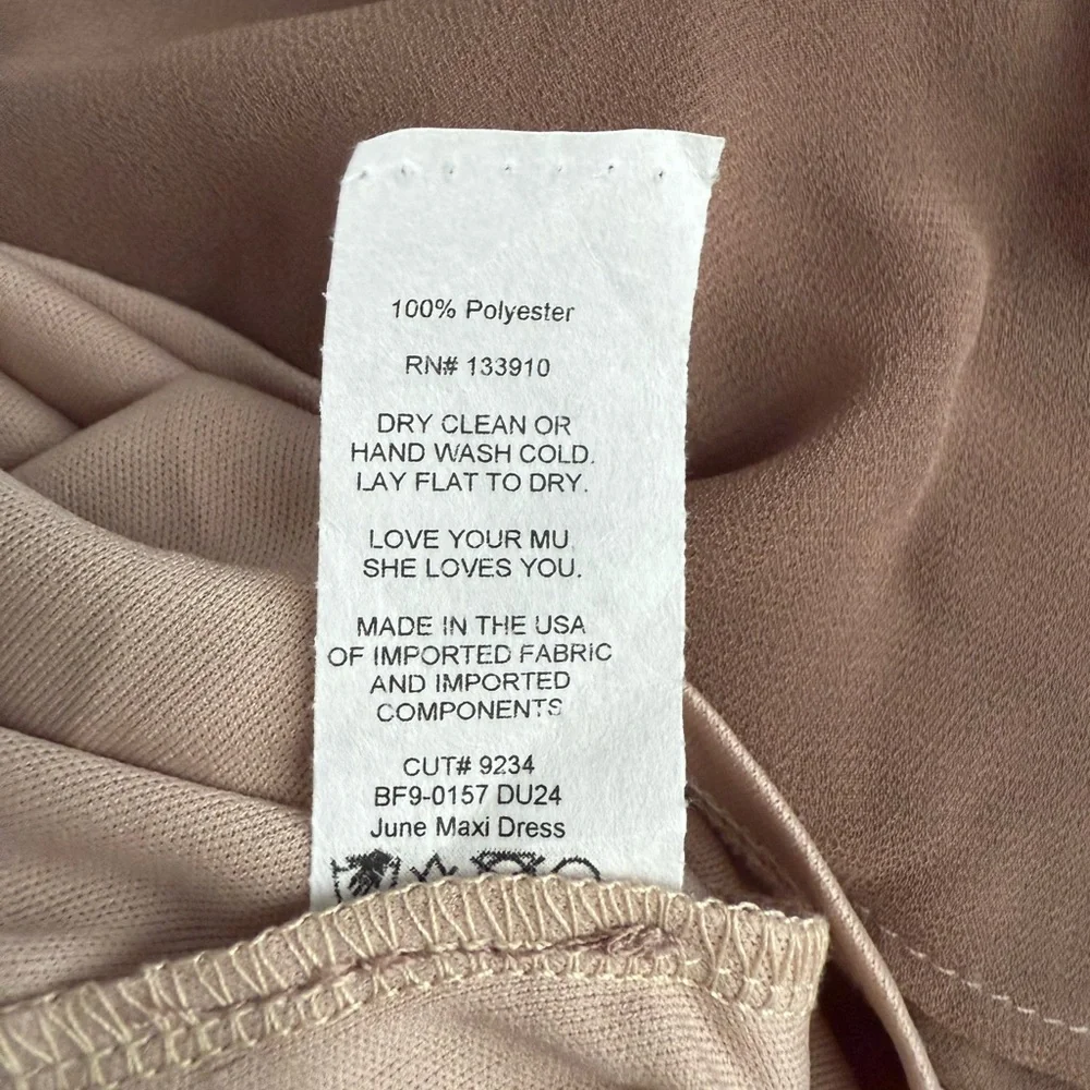 NWT Show Me Your Mumu Emily Empire Maxi Dress Soft Beige Chiffon Size M - Picture 10 of 11